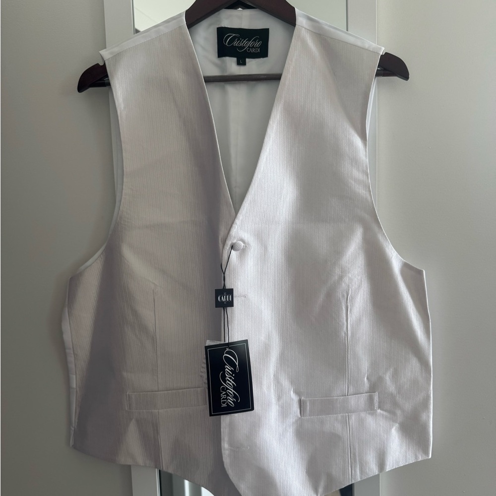 White Faille Tuxedo Vest by Cristoforo Cardi